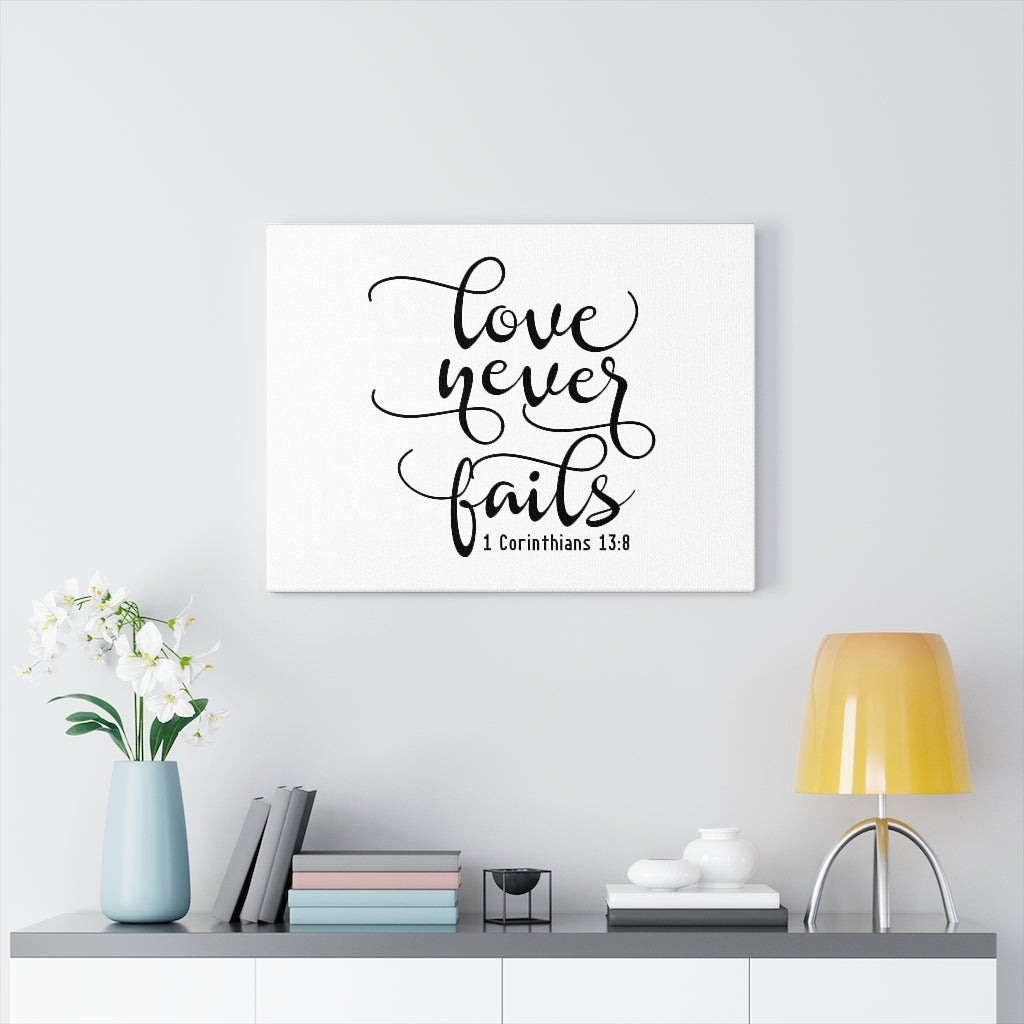 Scripture Walls Love Never Fails 1 Corinthians 13:8 Bible Verse Canvas Christian Wall Art Ready to Hang Unframed-Express Your Love Gifts