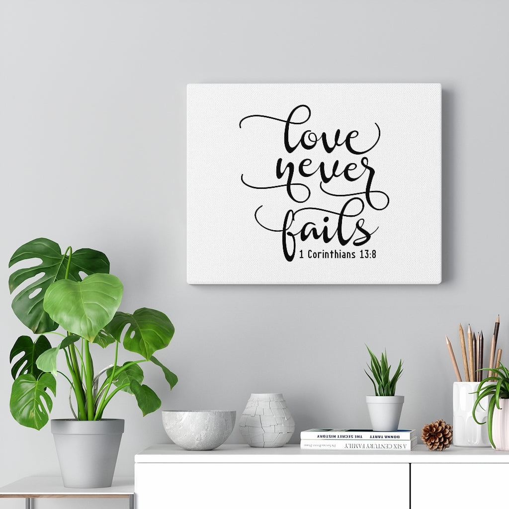 Scripture Walls Love Never Fails 1 Corinthians 13:8 Bible Verse Canvas Christian Wall Art Ready to Hang Unframed-Express Your Love Gifts