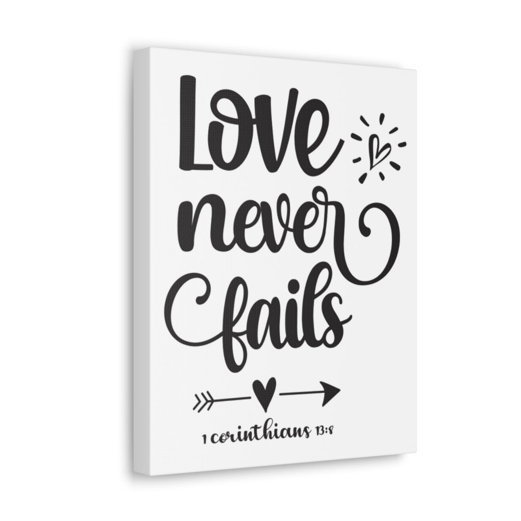 Scripture Walls Love Never Fails 1 Corinthians 13:8 Bold Bible Verse Canvas Christian Wall Art Ready To Hang Unframed-Express Your Love Gifts
