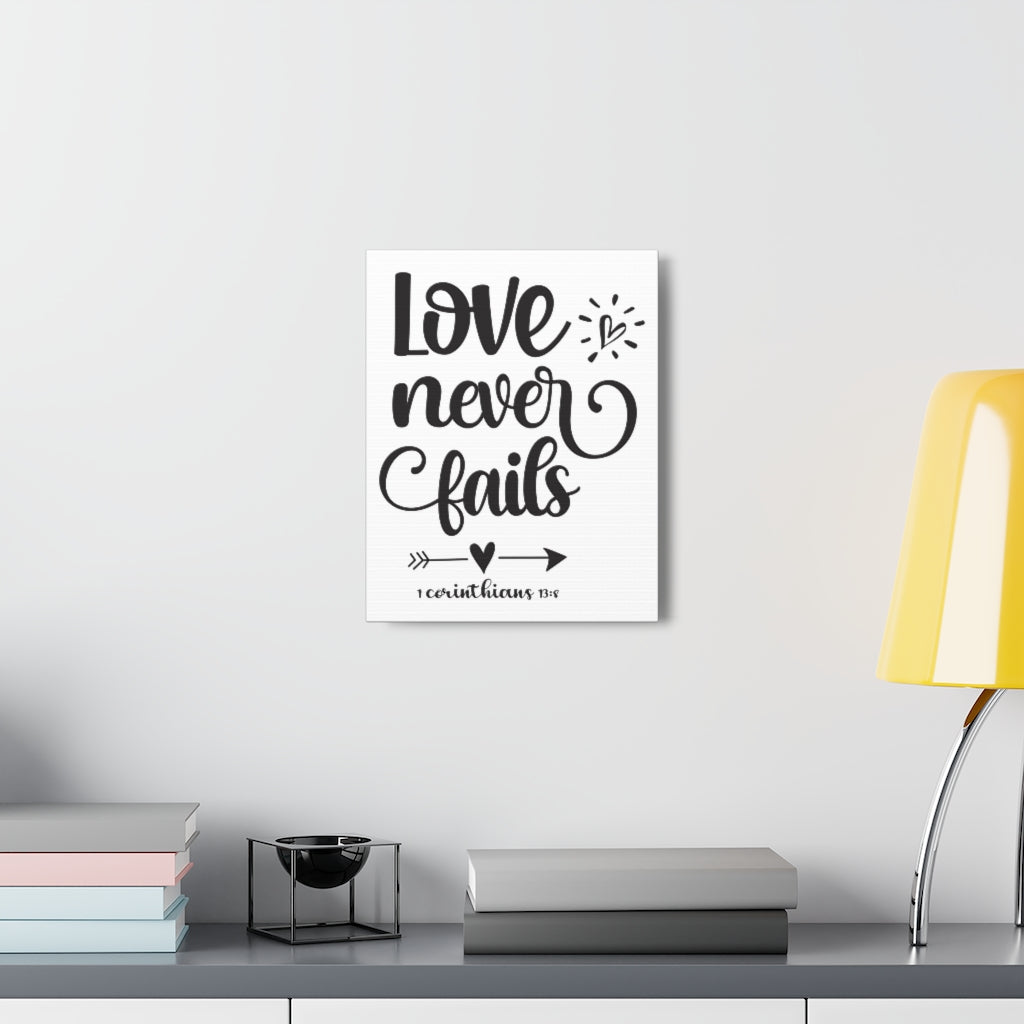 Scripture Walls Love Never Fails 1 Corinthians 13:8 Bold Bible Verse Canvas Christian Wall Art Ready To Hang Unframed-Express Your Love Gifts