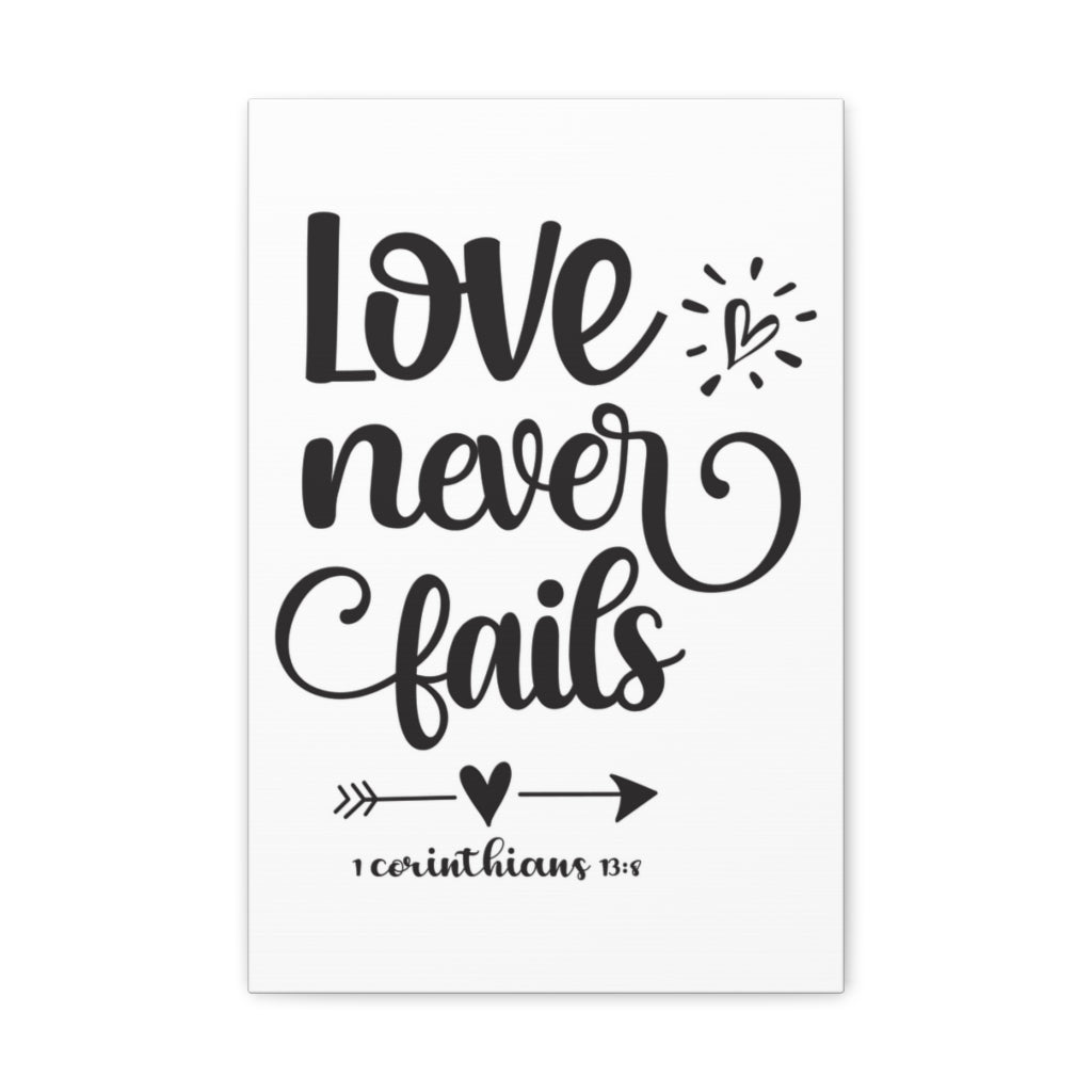 Scripture Walls Love Never Fails 1 Corinthians 13:8 Bold Bible Verse Canvas Christian Wall Art Ready To Hang Unframed-Express Your Love Gifts