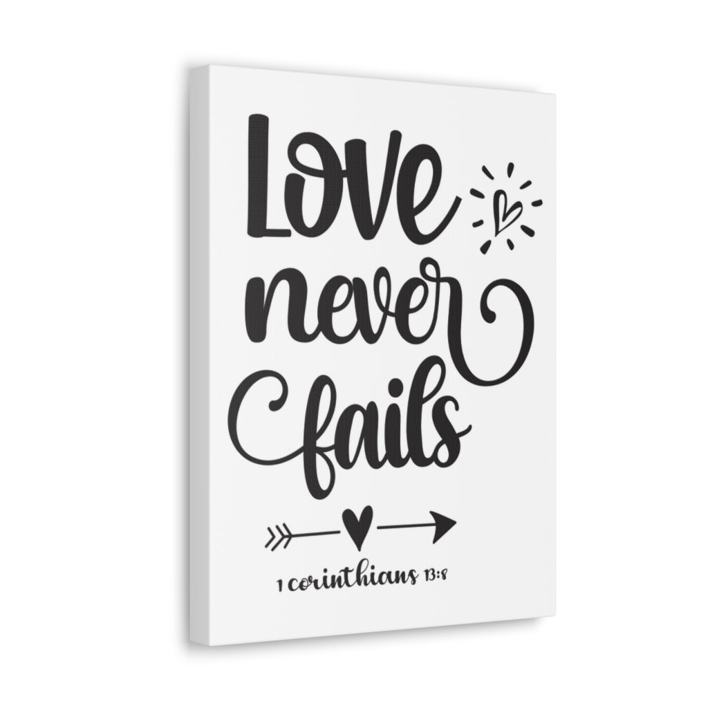 Scripture Walls Love Never Fails 1 Corinthians 13:8 Bold Bible Verse Canvas Christian Wall Art Ready To Hang Unframed-Express Your Love Gifts