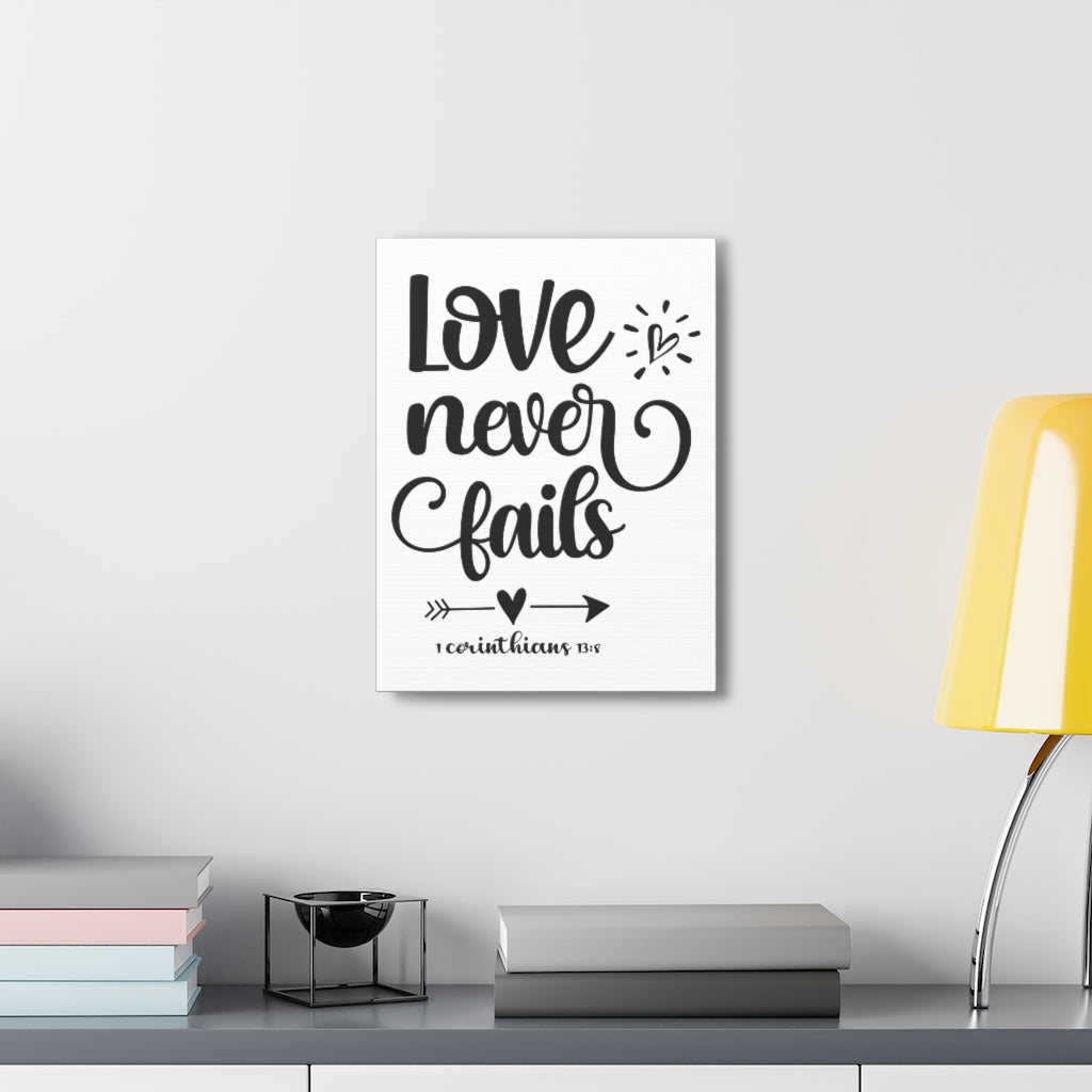Scripture Walls Love Never Fails 1 Corinthians 13:8 Bold Bible Verse Canvas Christian Wall Art Ready To Hang Unframed-Express Your Love Gifts