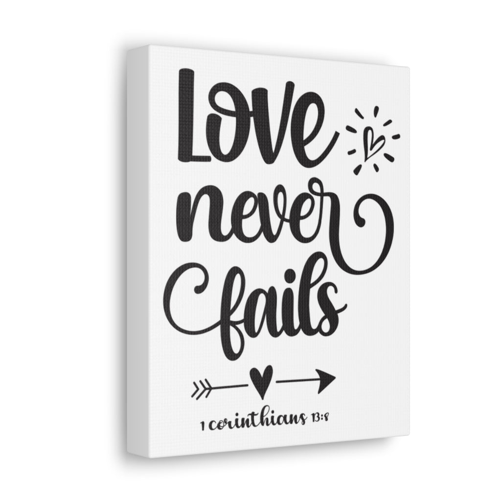 Scripture Walls Love Never Fails 1 Corinthians 13:8 Bold Bible Verse Canvas Christian Wall Art Ready To Hang Unframed-Express Your Love Gifts