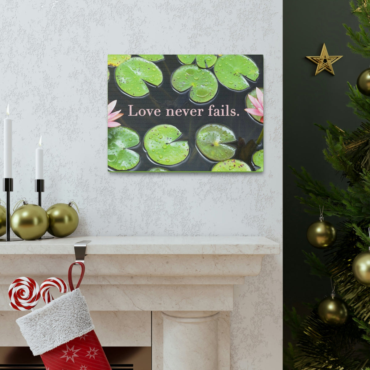 Scripture Walls Love Never Fails 1 Corinthians 13:8 Flower Christian Wall Art Bible Verse Print Ready to Hang Unframed-Express Your Love Gifts