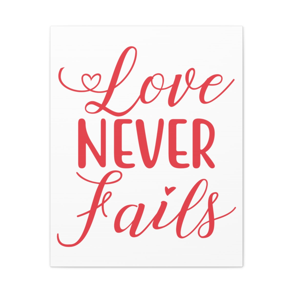 Scripture Walls Love Never Fails 1 Corinthians 13:8 Red Christian Wall Art Print Ready to Hang Unframed-Express Your Love Gifts