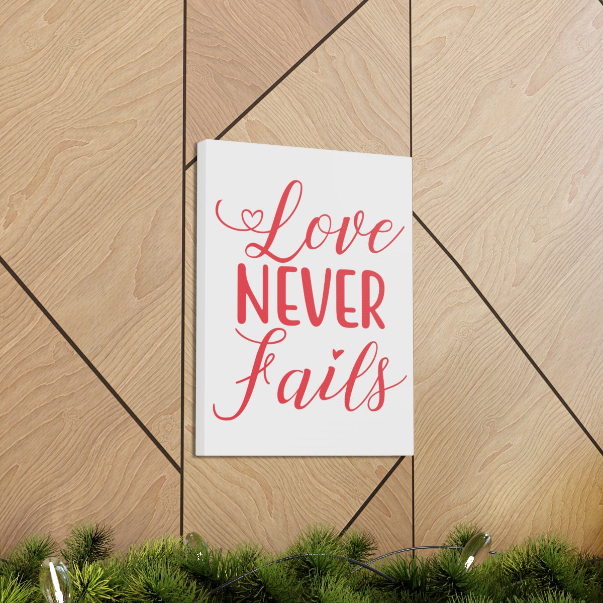 Scripture Walls Love Never Fails 1 Corinthians 13:8 Red Christian Wall Art Print Ready to Hang Unframed-Express Your Love Gifts