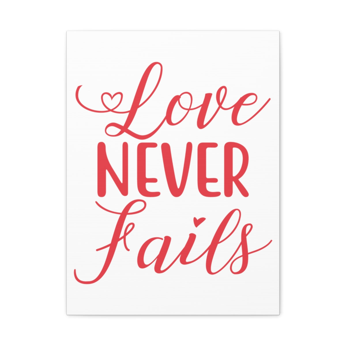 Scripture Walls Love Never Fails 1 Corinthians 13:8 Red Christian Wall Art Print Ready to Hang Unframed-Express Your Love Gifts