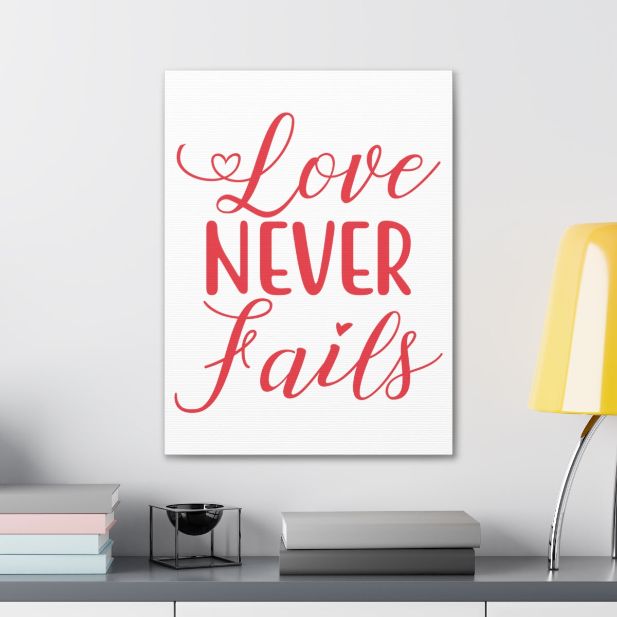 Scripture Walls Love Never Fails 1 Corinthians 13:8 Red Christian Wall Art Print Ready to Hang Unframed-Express Your Love Gifts