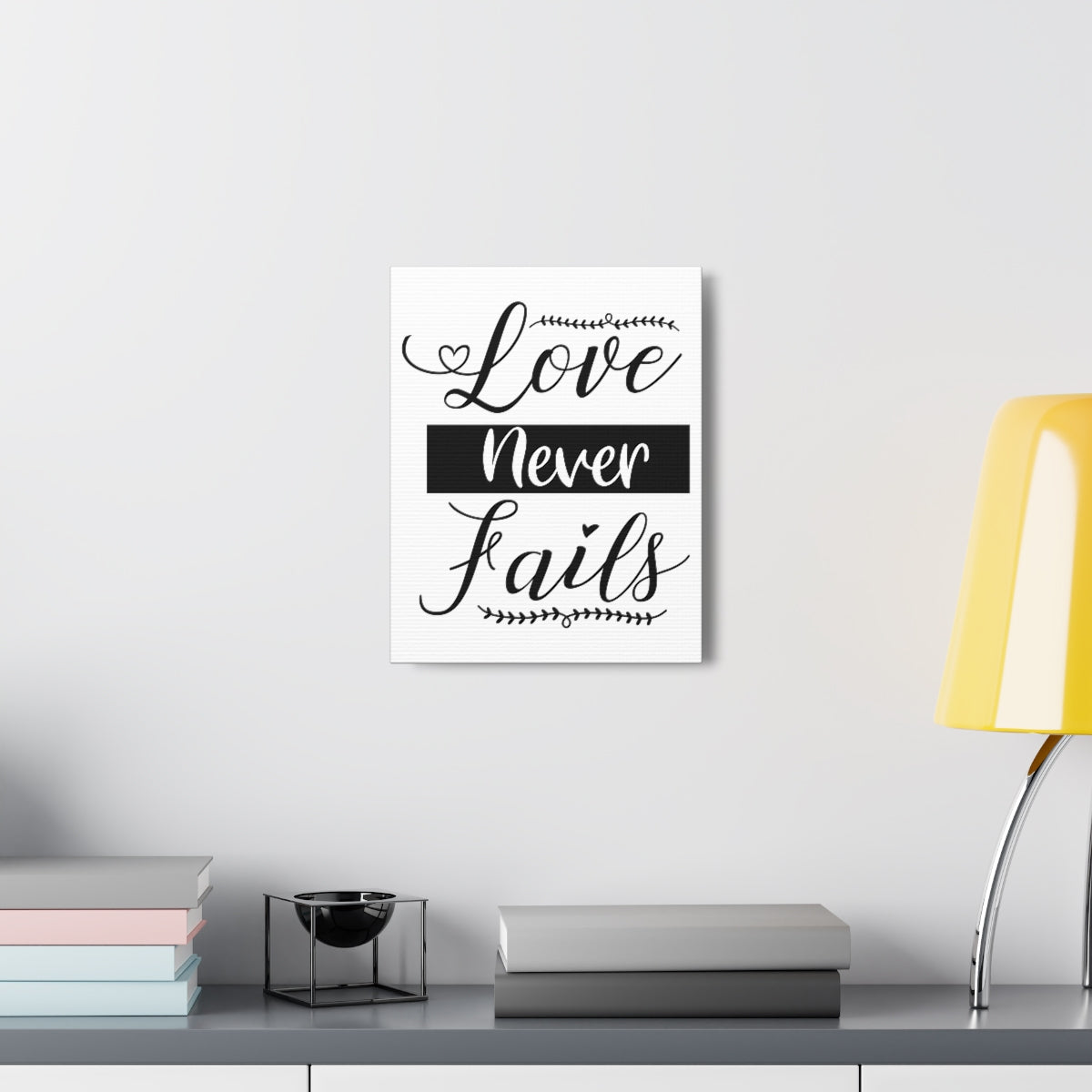 Scripture Walls Love Never Fails 1 John 4:18 White Christian Wall Art Print Ready to Hang Unframed-Express Your Love Gifts