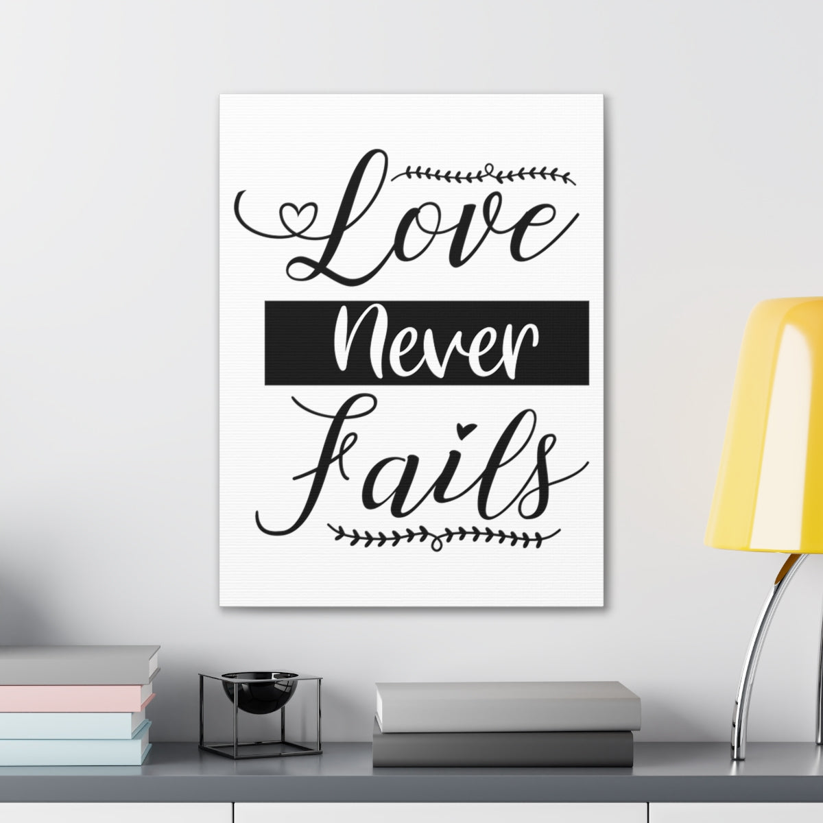 Scripture Walls Love Never Fails 1 John 4:18 White Christian Wall Art Print Ready to Hang Unframed-Express Your Love Gifts