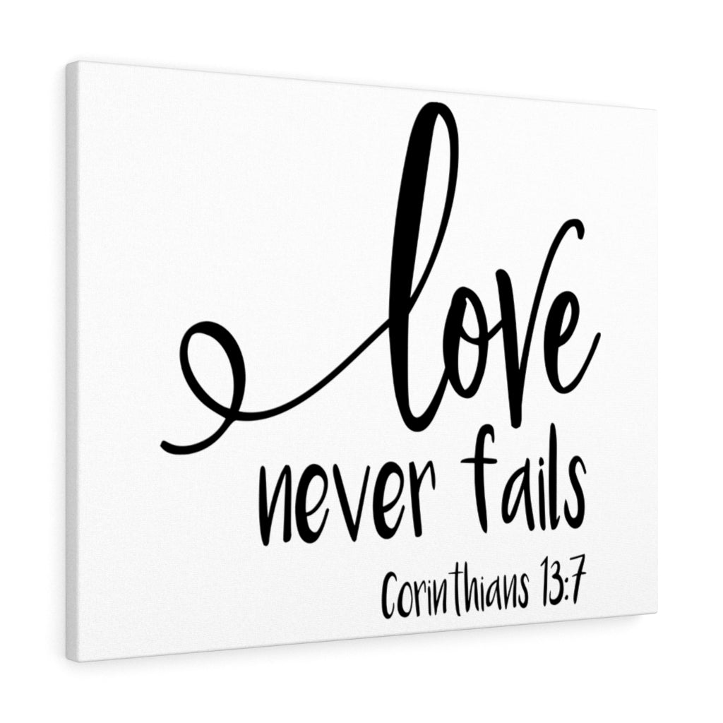 Scripture Walls Love Never Fails Corinthians 13:7 Bible Verse Canvas Christian Wall Art Ready to Hang Unframed-Express Your Love Gifts