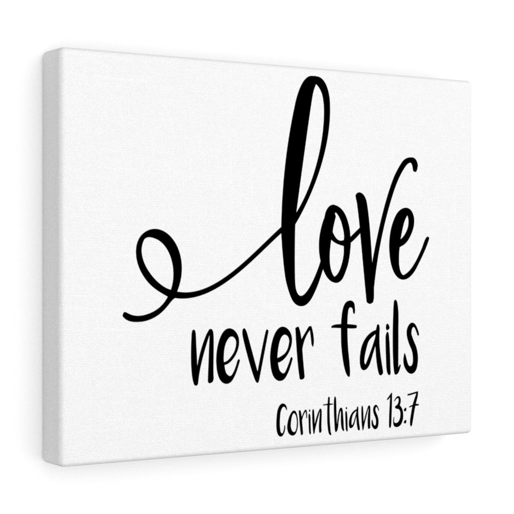 Scripture Walls Love Never Fails Corinthians 13:7 Bible Verse Canvas Christian Wall Art Ready to Hang Unframed-Express Your Love Gifts