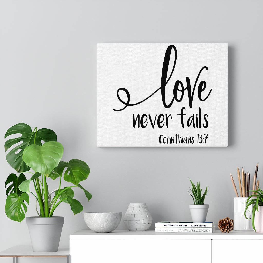 Scripture Walls Love Never Fails Corinthians 13:7 Bible Verse Canvas Christian Wall Art Ready to Hang Unframed-Express Your Love Gifts