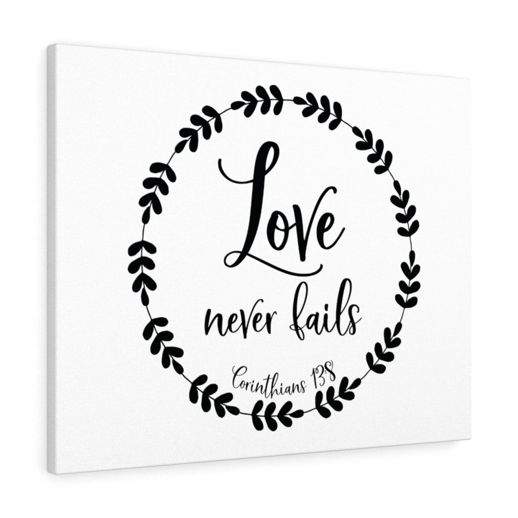 Scripture Walls Love Never Fails Corinthians 13:8 Bible Verse Canvas Christian Wall Art Ready to Hang Unframed-Express Your Love Gifts