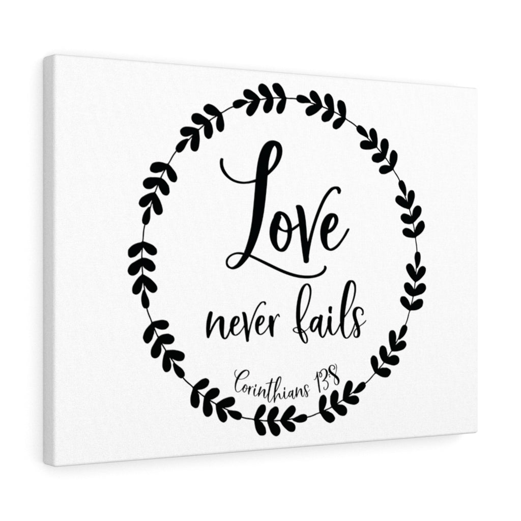 Scripture Walls Love Never Fails Corinthians 13:8 Bible Verse Canvas Christian Wall Art Ready to Hang Unframed-Express Your Love Gifts