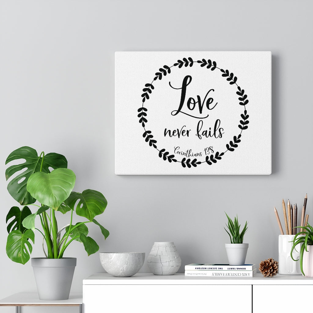 Scripture Walls Love Never Fails Corinthians 13:8 Bible Verse Canvas Christian Wall Art Ready to Hang Unframed-Express Your Love Gifts