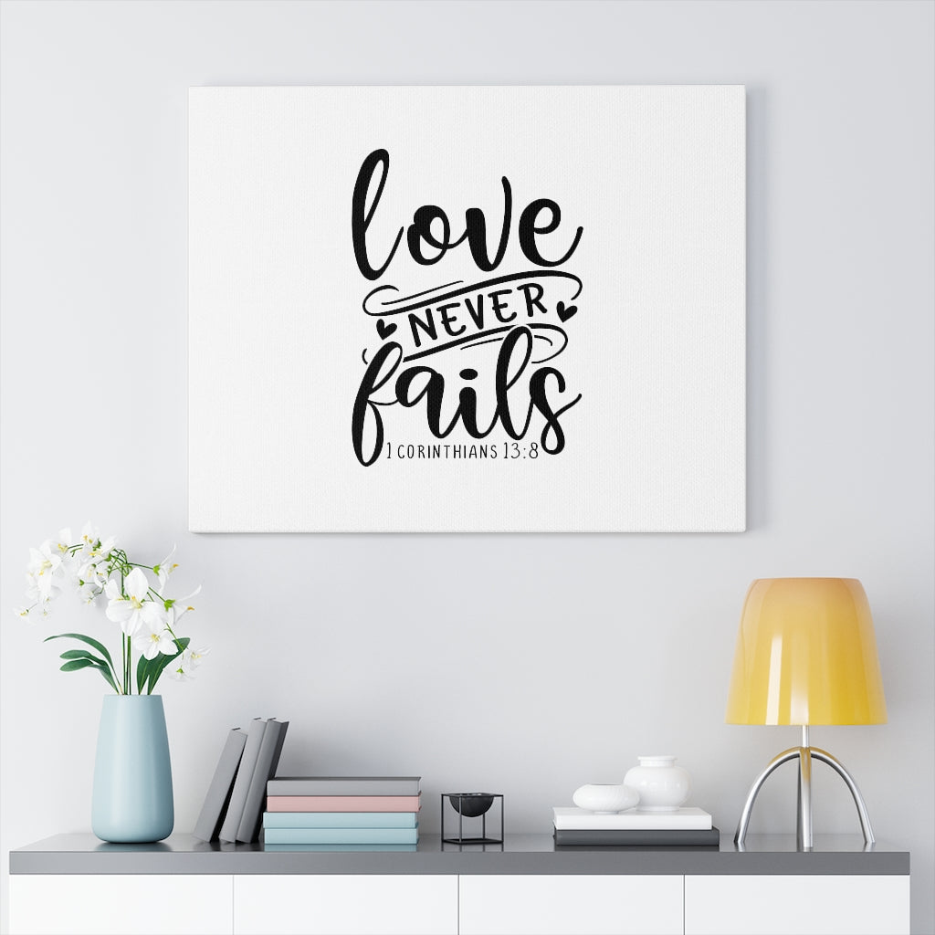 Scripture Walls Love Never Fails Heart 1 Corinthians 13:8 Bible Verse Canvas Christian Wall Art Ready to Hang Unframed-Express Your Love Gifts