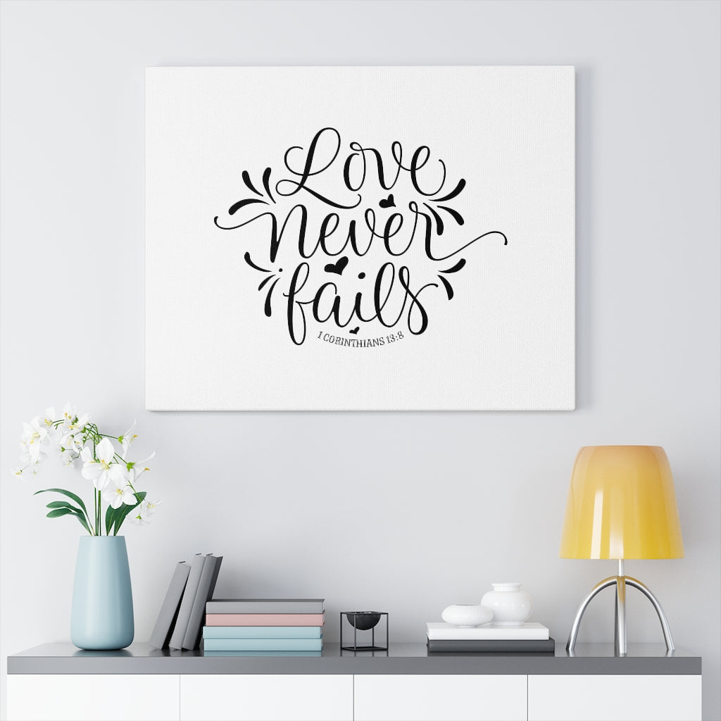Scripture Walls Love Never Fails Leaves 1 Corinthians 13:8 Bible Verse Canvas Christian Wall Art Ready to Hang Unframed-Express Your Love Gifts