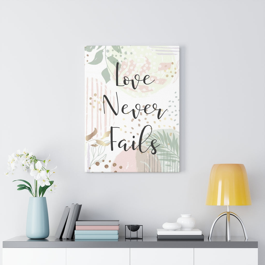 Scripture Walls Love Never Fails Leaves Bible Verse Canvas Christian Wall Art Ready to Hang Unframed-Express Your Love Gifts