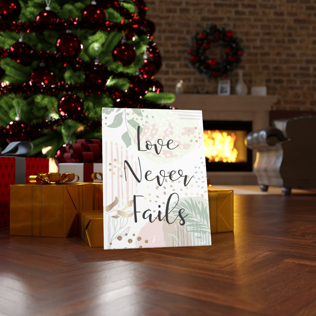 Scripture Walls Love Never Fails Leaves Bible Verse Canvas Christian Wall Art Ready to Hang Unframed-Express Your Love Gifts