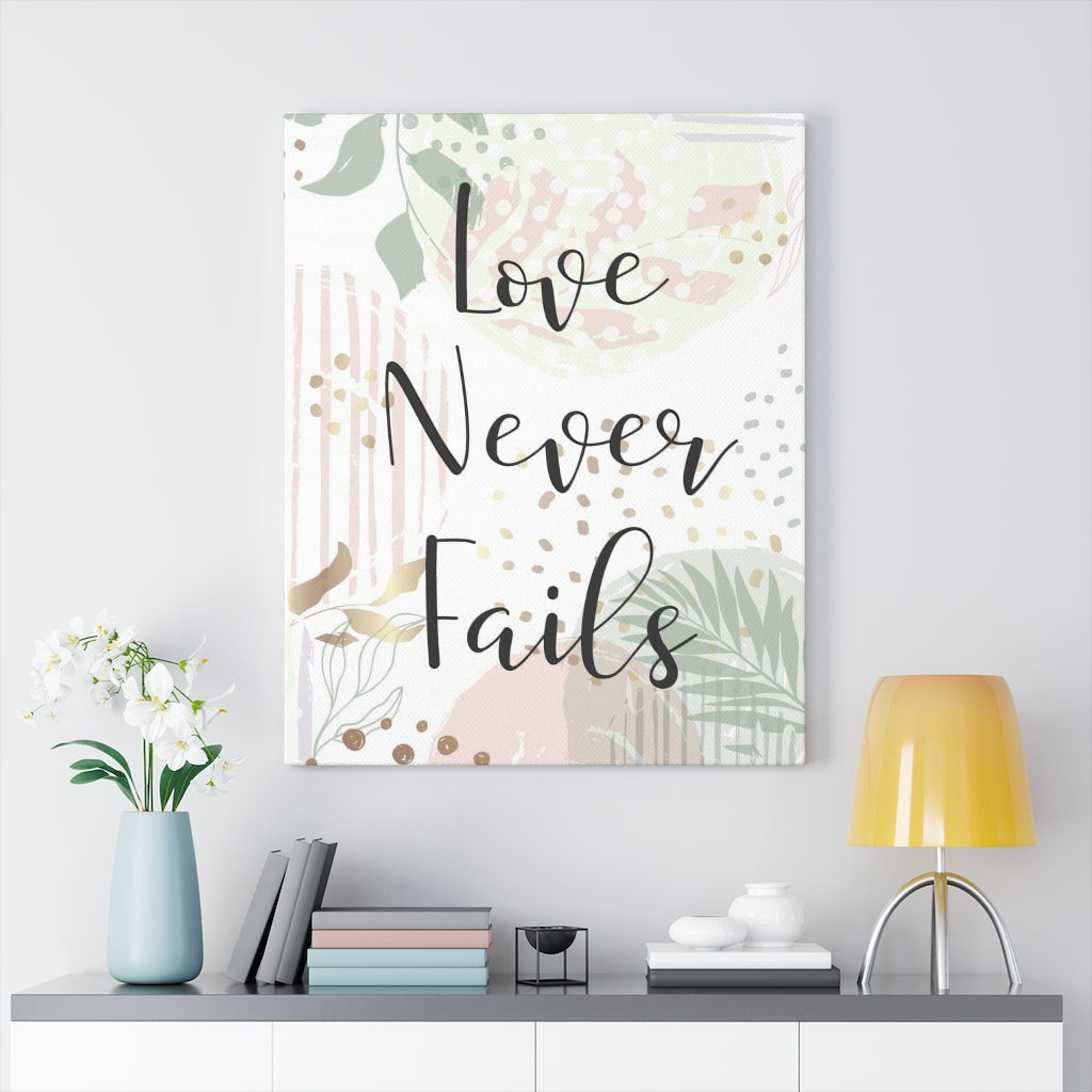 Scripture Walls Love Never Fails Leaves Bible Verse Canvas Christian Wall Art Ready to Hang Unframed-Express Your Love Gifts