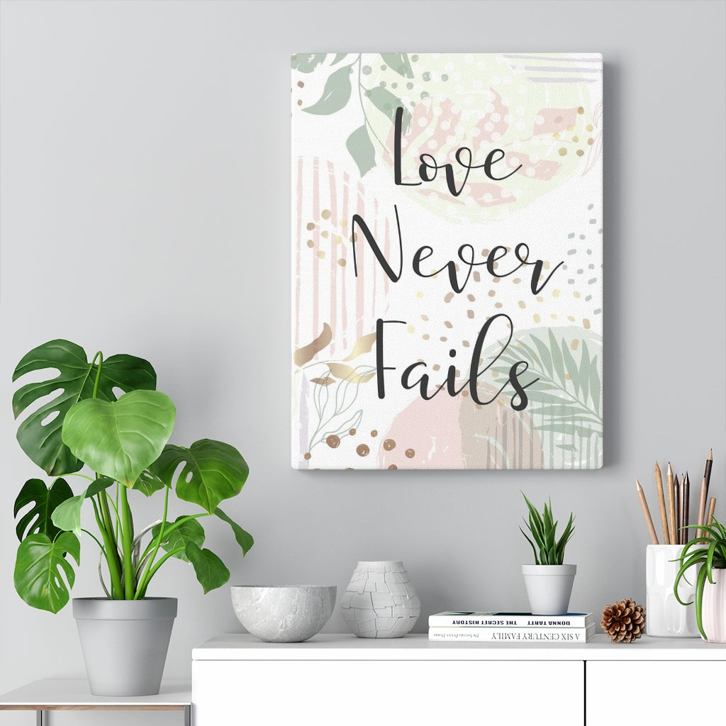 Scripture Walls Love Never Fails Leaves Bible Verse Canvas Christian Wall Art Ready to Hang Unframed-Express Your Love Gifts