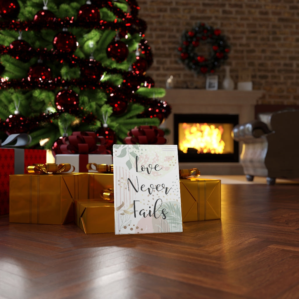 Scripture Walls Love Never Fails Leaves Bible Verse Canvas Christian Wall Art Ready to Hang Unframed-Express Your Love Gifts