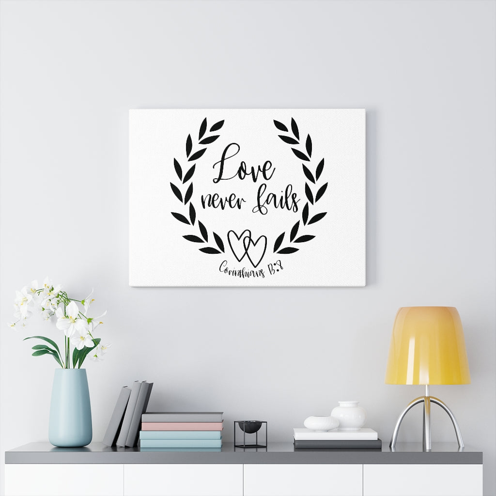 Scripture Walls Love Never Fails Leaves Corinthians 13:8 Bible Verse Canvas Christian Wall Art Ready to Hang Unframed-Express Your Love Gifts