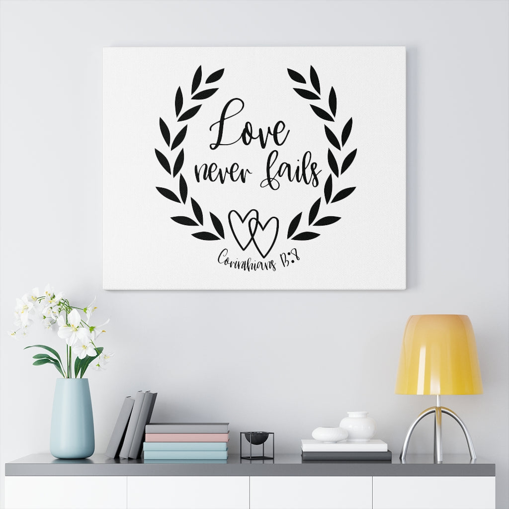 Scripture Walls Love Never Fails Leaves Corinthians 13:8 Bible Verse Canvas Christian Wall Art Ready to Hang Unframed-Express Your Love Gifts