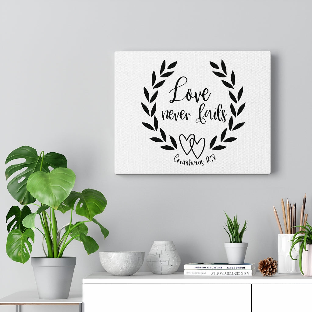 Scripture Walls Love Never Fails Leaves Corinthians 13:8 Bible Verse Canvas Christian Wall Art Ready to Hang Unframed-Express Your Love Gifts