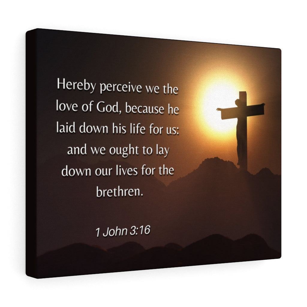 Scripture Walls Love Of God 1 John 3:16 Bible Verse Canvas Christian Wall Art Ready to Hang Unframed-Express Your Love Gifts