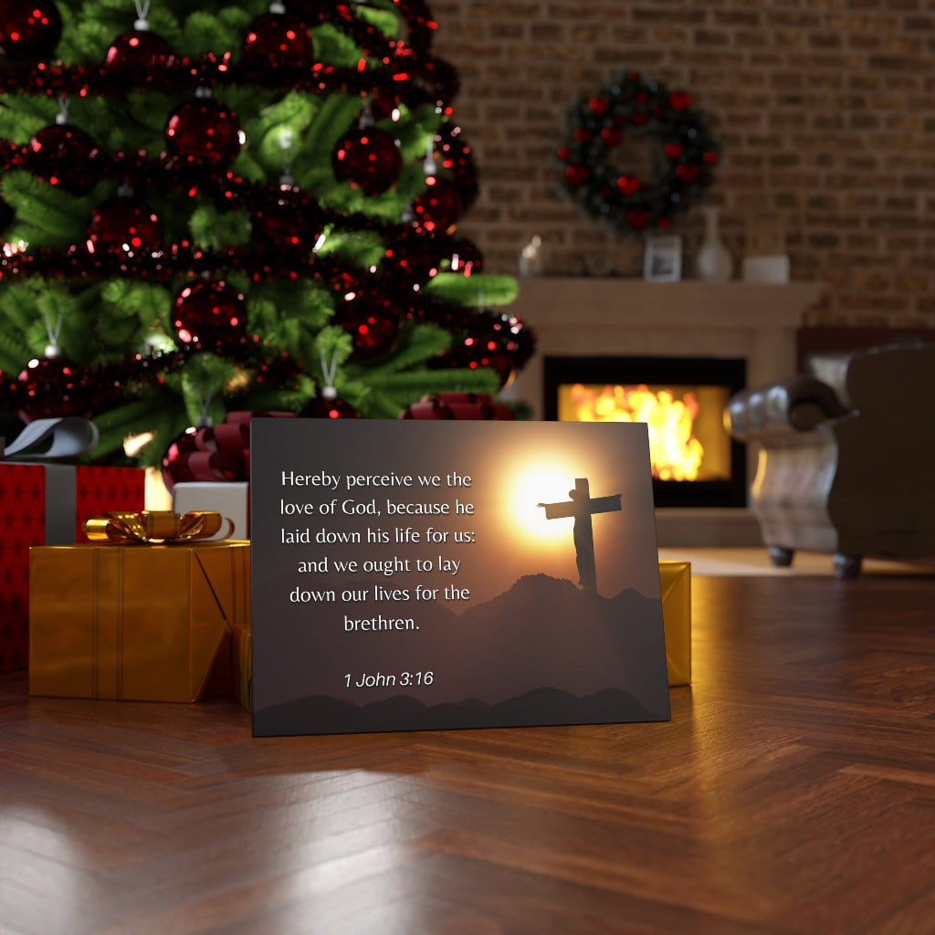 Scripture Walls Love Of God 1 John 3:16 Bible Verse Canvas Christian Wall Art Ready to Hang Unframed-Express Your Love Gifts