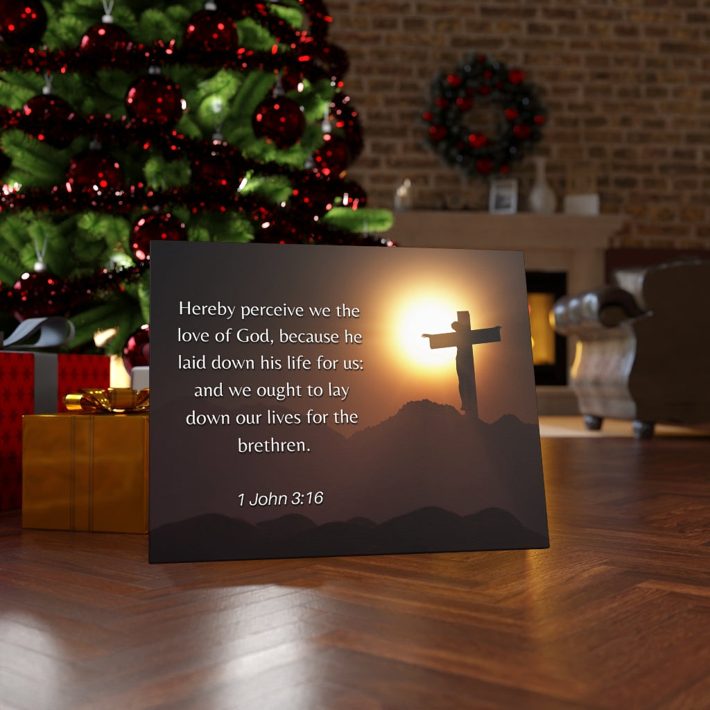 Scripture Walls Love Of God 1 John 3:16 Bible Verse Canvas Christian Wall Art Ready to Hang Unframed-Express Your Love Gifts