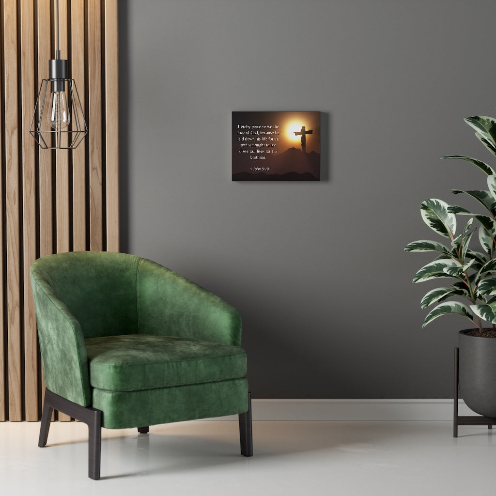 Scripture Walls Love Of God 1 John 3:16 Bible Verse Canvas Christian Wall Art Ready to Hang Unframed-Express Your Love Gifts