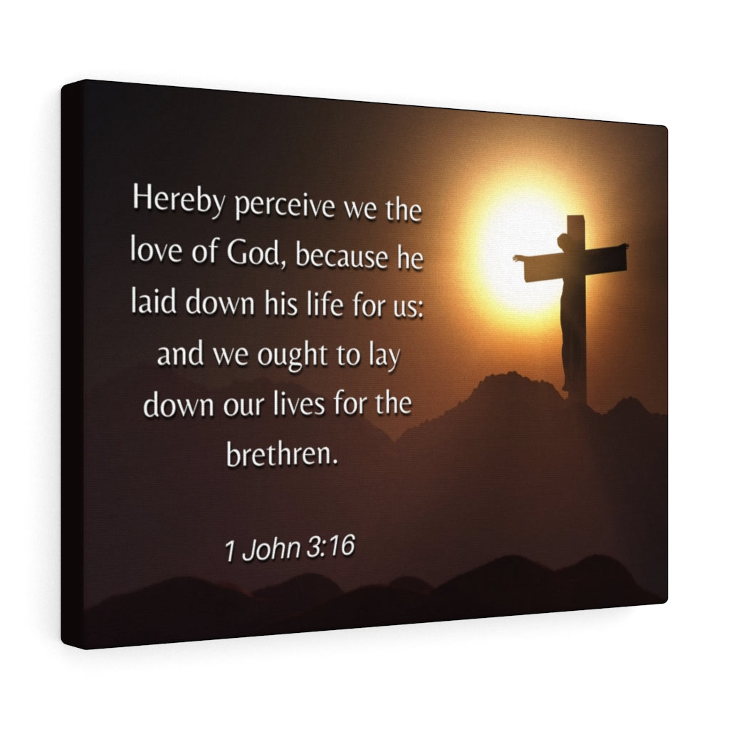 Scripture Walls Love Of God 1 John 3:16 Bible Verse Canvas Christian Wall Art Ready to Hang Unframed-Express Your Love Gifts
