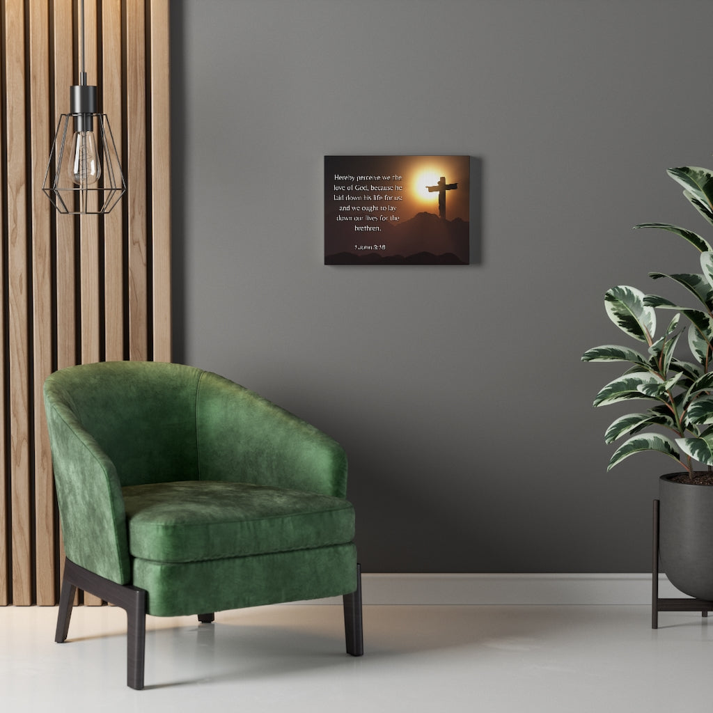 Scripture Walls Love Of God 1 John 3:16 Bible Verse Canvas Christian Wall Art Ready to Hang Unframed-Express Your Love Gifts