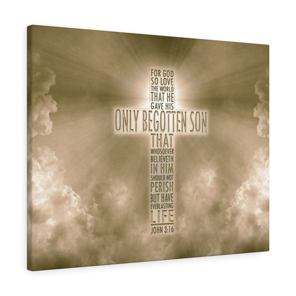 Scripture Walls Love of God John 3:16 Bible Verse Canvas Christian Wall Art Ready to Hang Unframed-Express Your Love Gifts