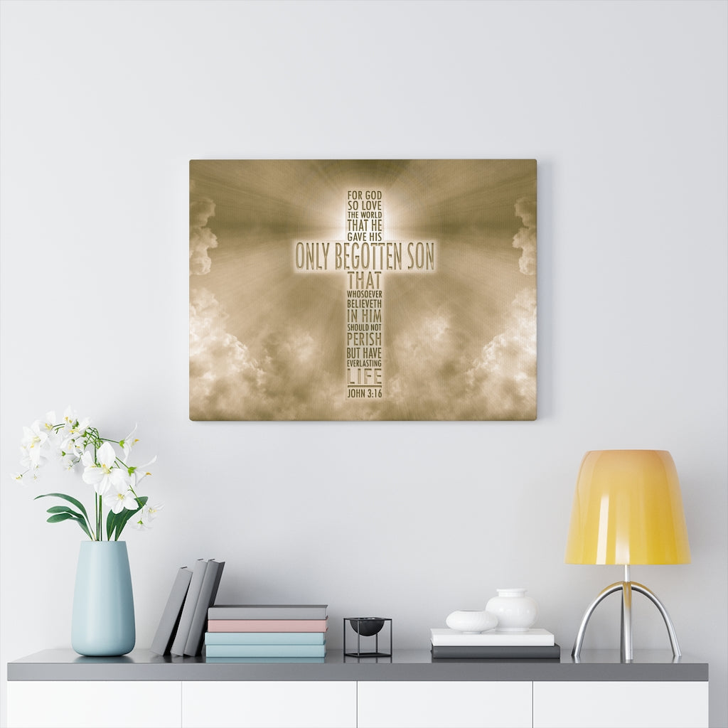Scripture Walls Love of God John 3:16 Bible Verse Canvas Christian Wall Art Ready to Hang Unframed-Express Your Love Gifts