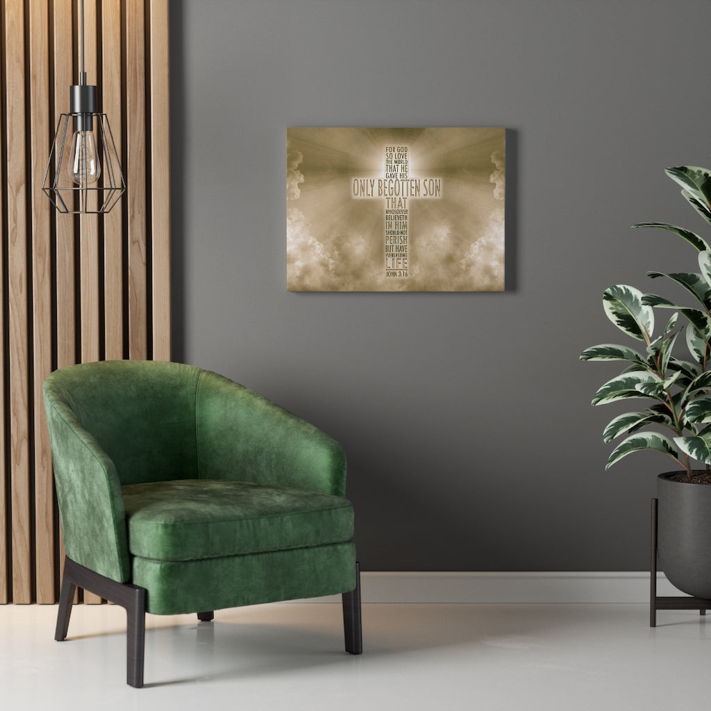 Scripture Walls Love of God John 3:16 Bible Verse Canvas Christian Wall Art Ready to Hang Unframed-Express Your Love Gifts