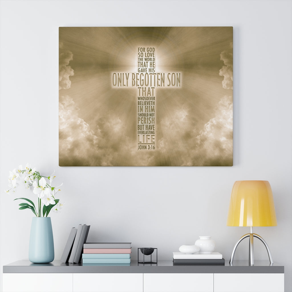 Scripture Walls Love of God John 3:16 Bible Verse Canvas Christian Wall Art Ready to Hang Unframed-Express Your Love Gifts