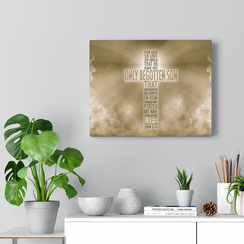 Scripture Walls Love of God John 3:16 Bible Verse Canvas Christian Wall Art Ready to Hang Unframed-Express Your Love Gifts