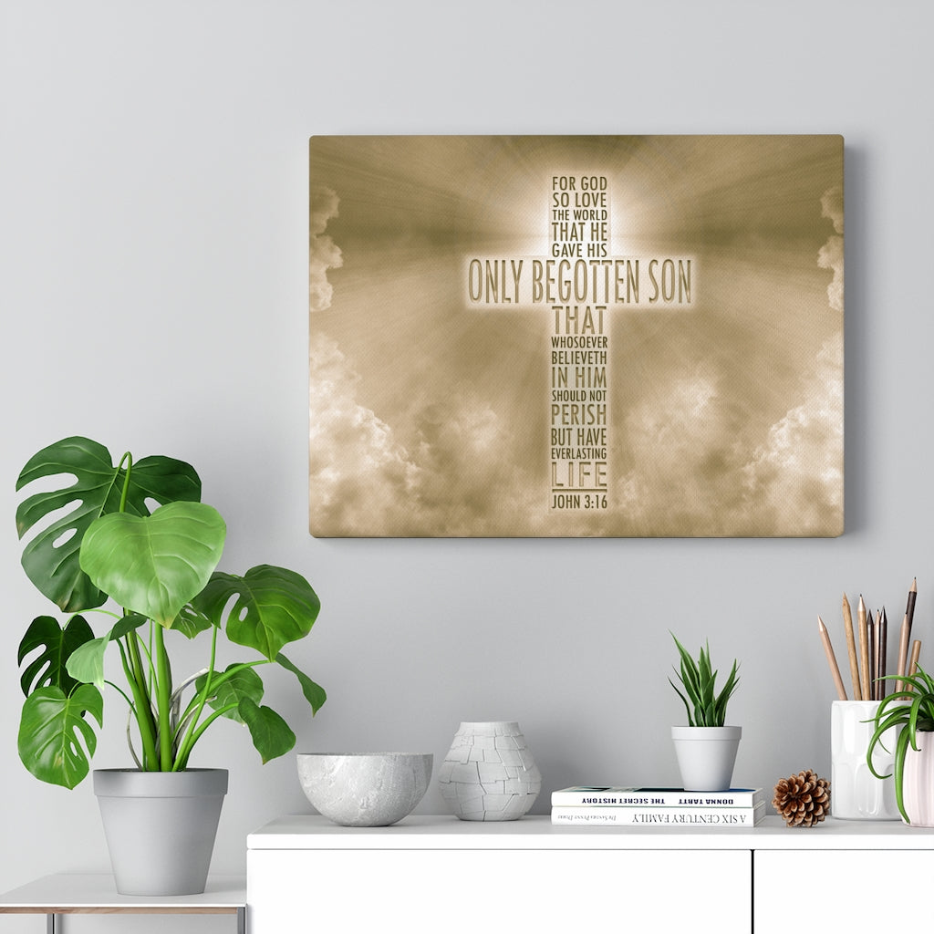 Scripture Walls Love of God John 3:16 Bible Verse Canvas Christian Wall Art Ready to Hang Unframed-Express Your Love Gifts