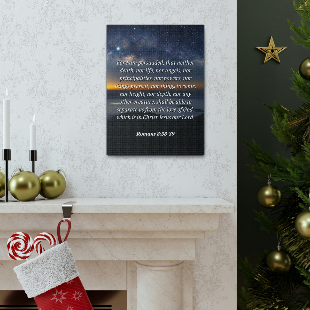Scripture Walls Love Of God Romans 8:38 Bible Verse Canvas Christian Wall Art Ready to Hang Unframed-Express Your Love Gifts
