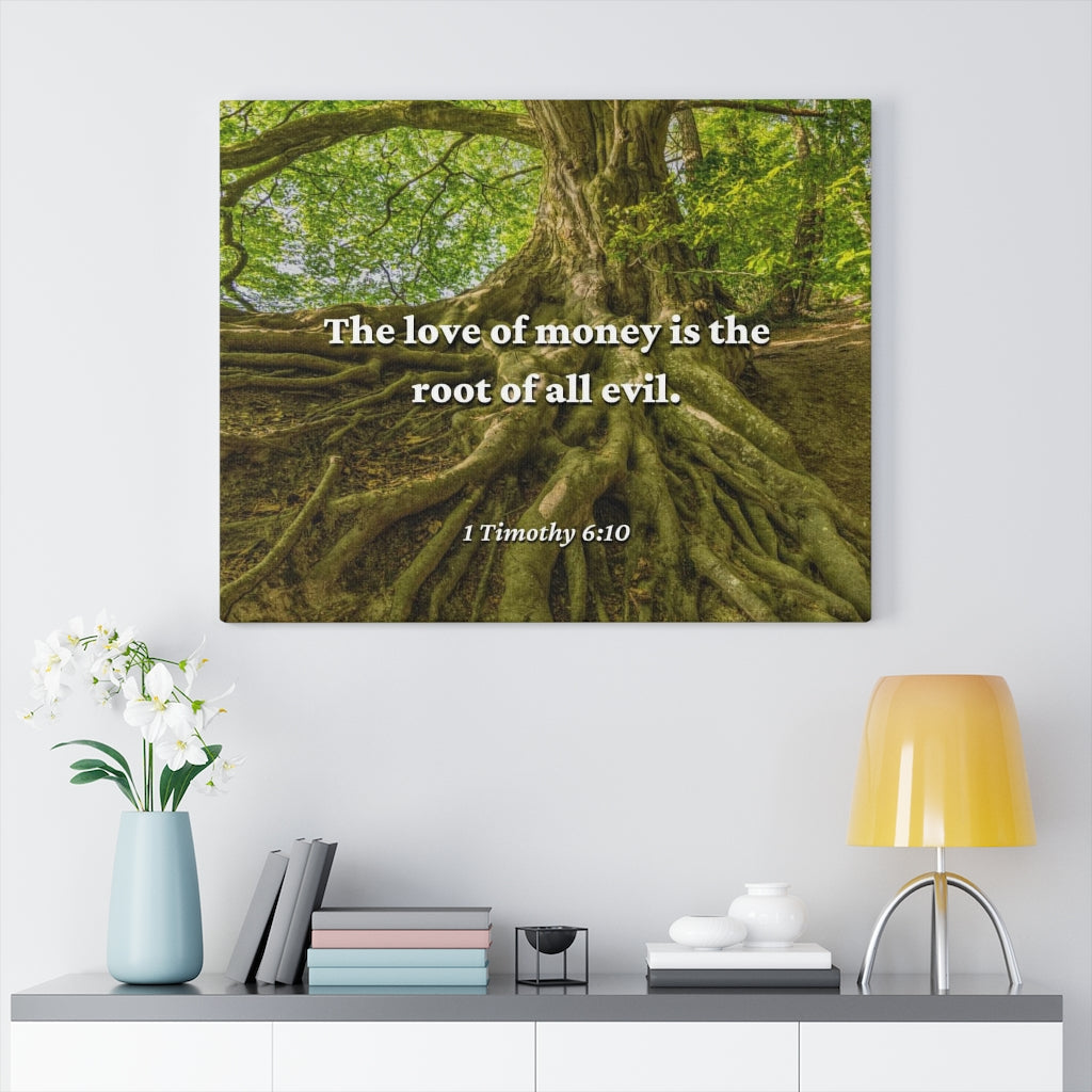 Scripture Walls Love Of Money 1 Timothy 6:10 Bible Verse Canvas Christian Wall Art Ready to Hang Unframed-Express Your Love Gifts