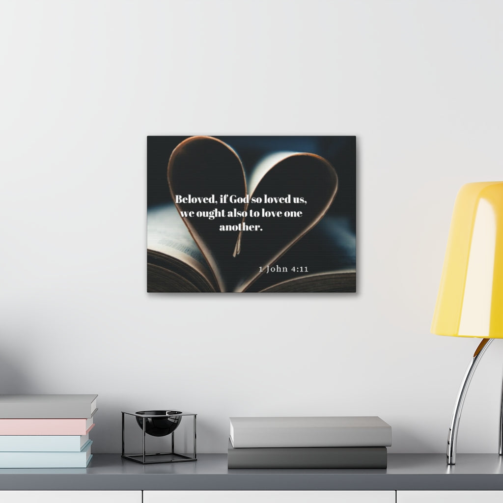 Scripture Walls Love One Another 1 John 4:11 Bible Verse Canvas Christian Wall Art Ready to Hang Unframed-Express Your Love Gifts