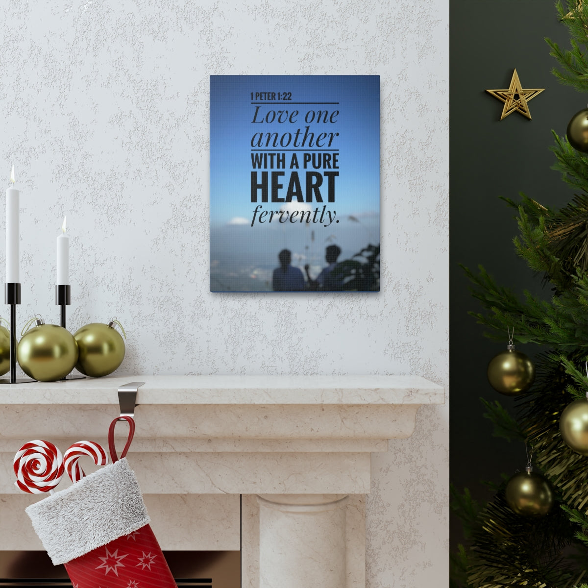 Scripture Walls Love One Another 1 Peter 1:22 Bible Verse Canvas Christian Wall Art Bible Verse Print Ready To Hang Unframed-Express Your Love Gifts