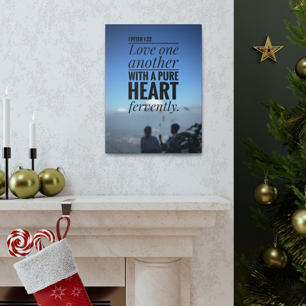 Scripture Walls Love One Another 1 Peter 1:22 Bible Verse Canvas Christian Wall Art Bible Verse Print Ready To Hang Unframed-Express Your Love Gifts