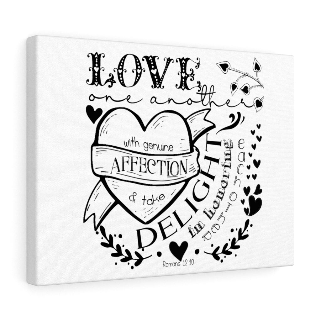 Scripture Walls Love One Another Romans 12:10 Bible Verse Canvas Christian Wall Art Ready to Hang Unframed-Express Your Love Gifts
