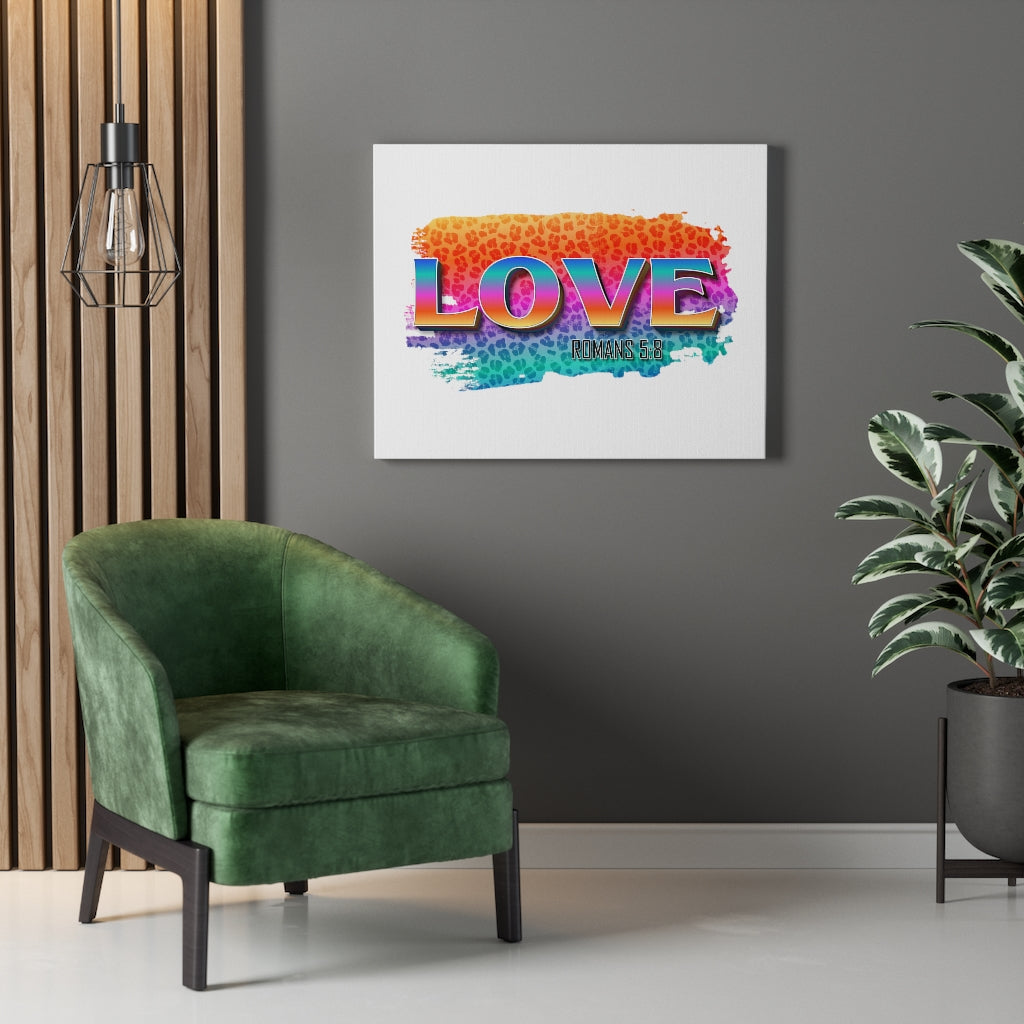 Scripture Walls Love Romans 5:8 Bible Verse Canvas Christian Wall Art Ready to Hang Unframed-Express Your Love Gifts
